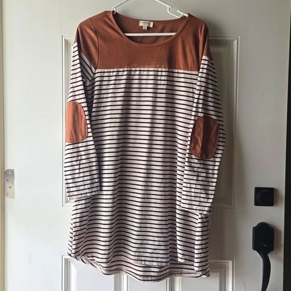 Umgee Long Sleeved Striped Shirt Dress - Picture 3 of 9